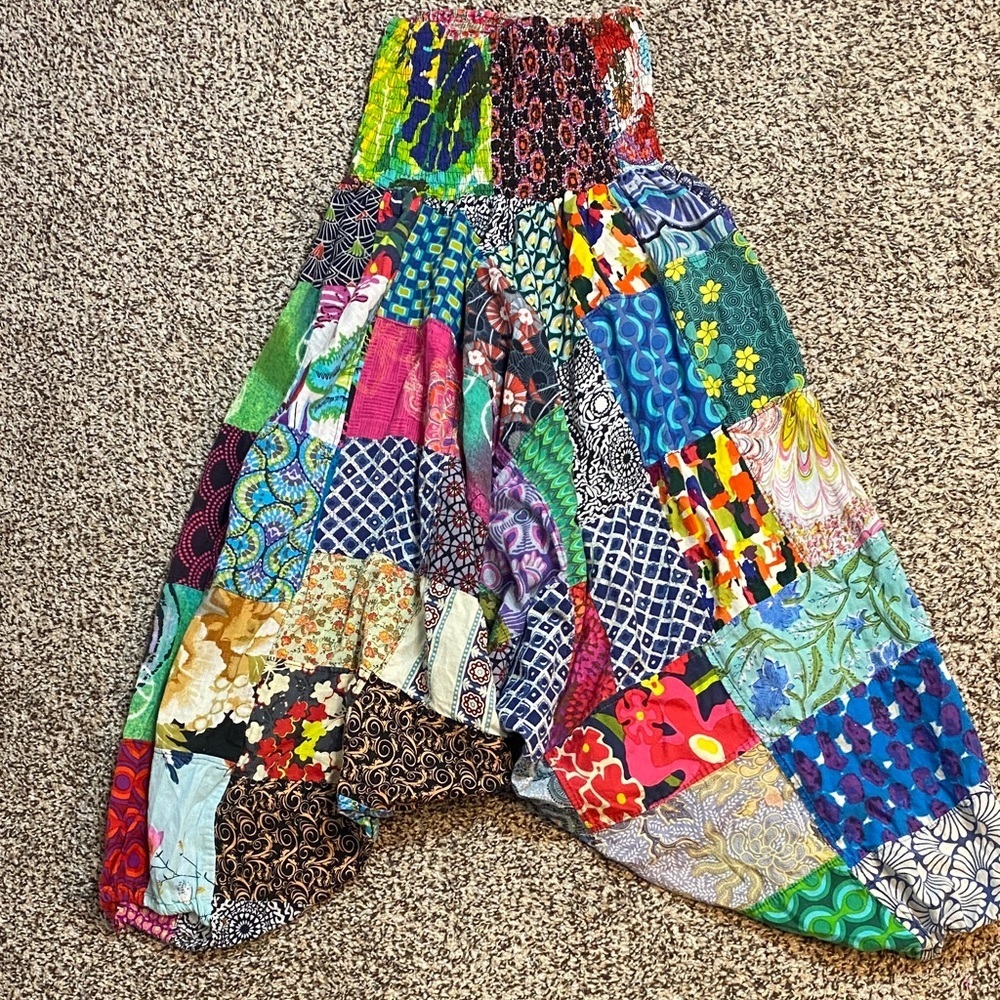 Colorful Patchwork Strapless Harem Bubble Romper - image 4